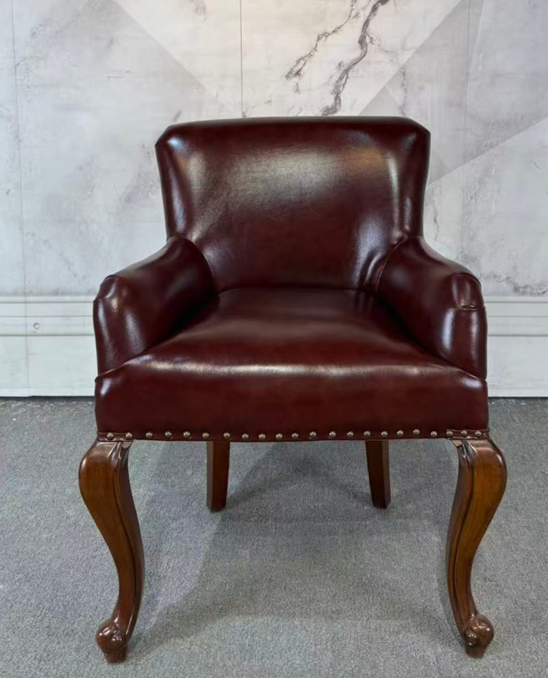 ZD414 Mahogany Vanity Stool with Leather Upholstery