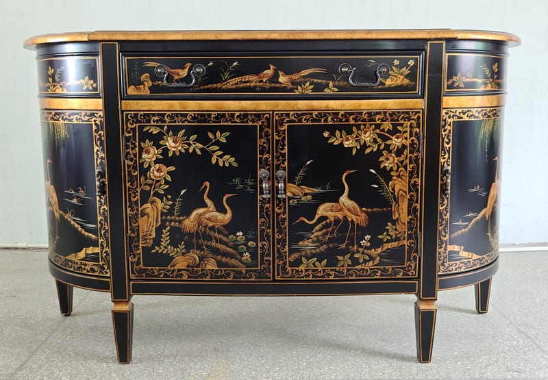 Italian Hand-Painted Floral Entryway Cabinet