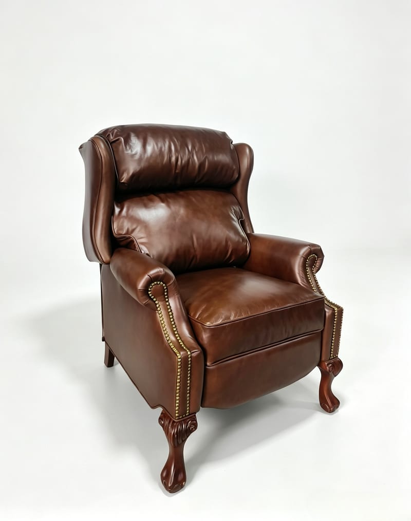 American Full-Leather Manual Recliner in Deep Brown