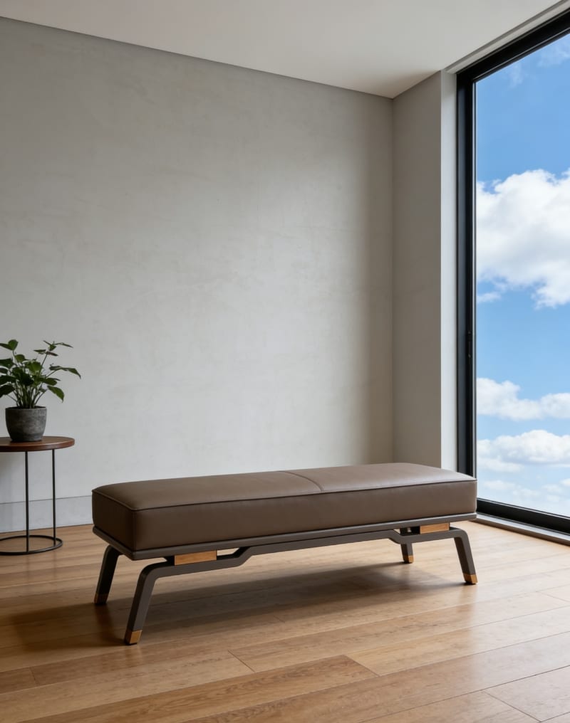 Yingeli HB322 Dark Brown Faux Leather Bed End Bench