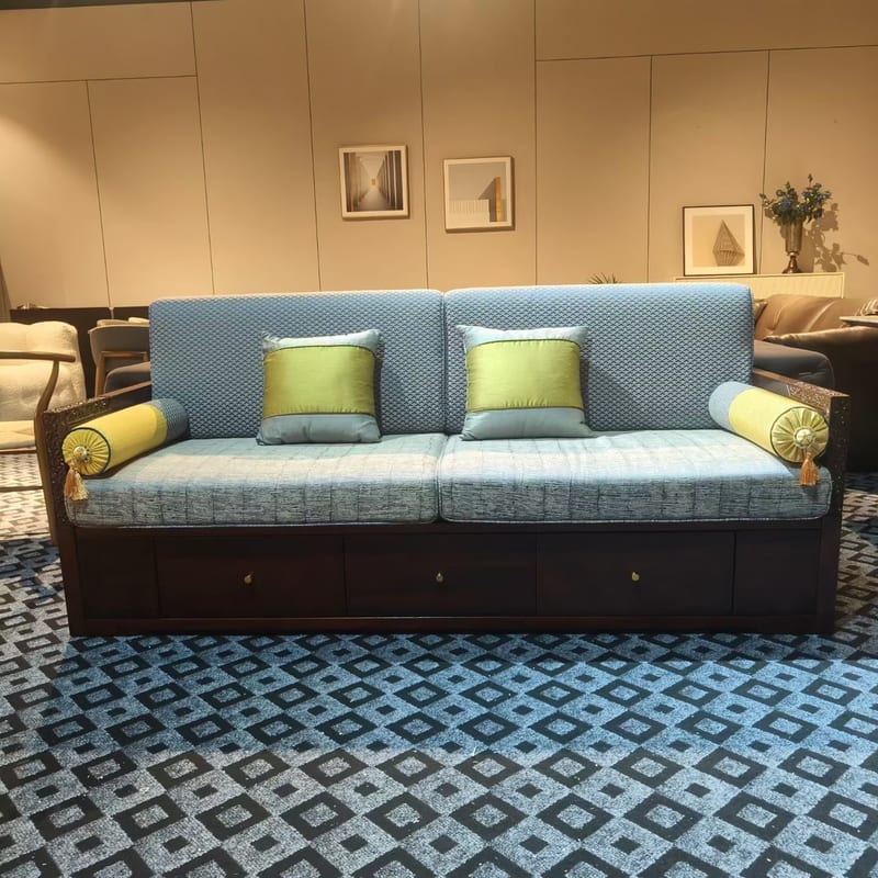 Zhonghong Solid Wood 3-Seat Fabric Sofa