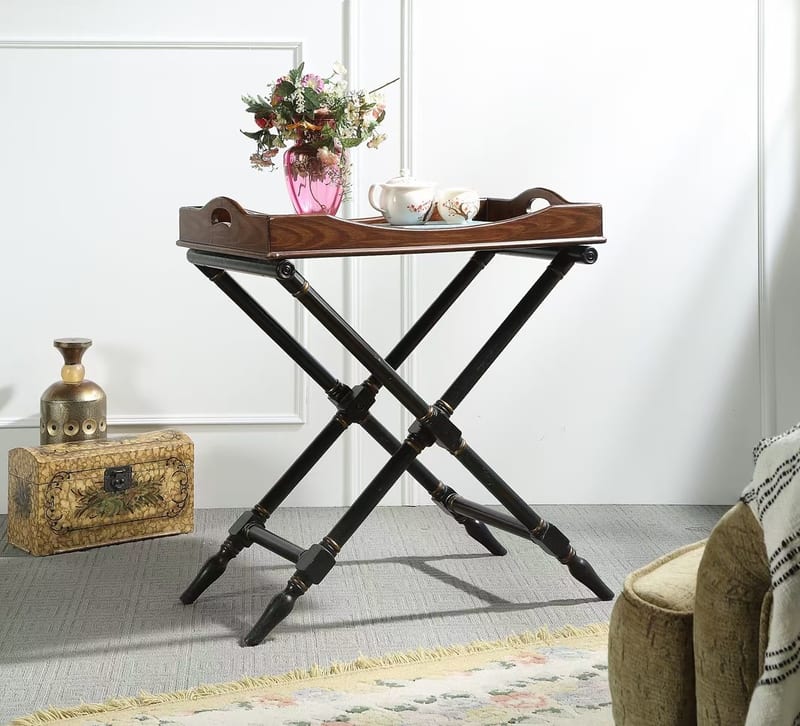 ZS120132 Cross-Leg Side Table with Painted Glass Top
