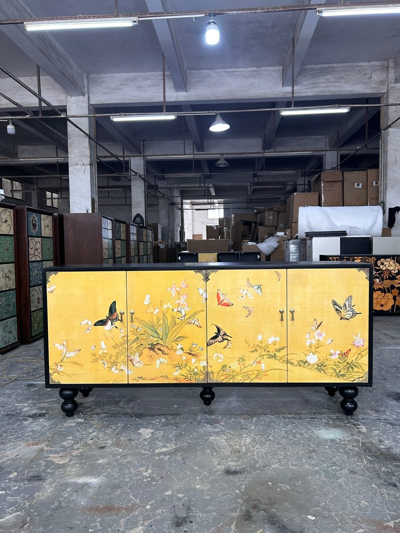 Butterfly Painted Four-Door Cabinet ZS190861