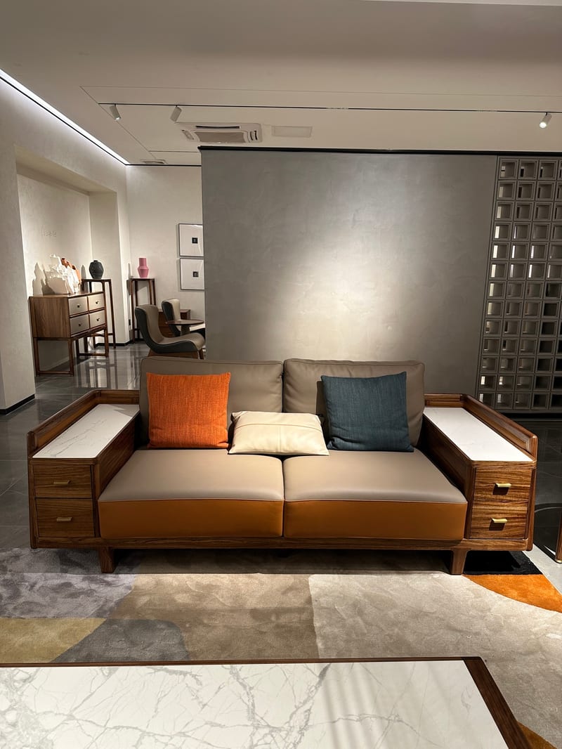 Bosen Lingyu S6203 Wujin Wood & Leather Sofa Set