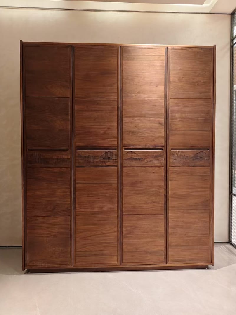 P Z A-255-5 Walnut Solid Wood 4-Door Wardrobe