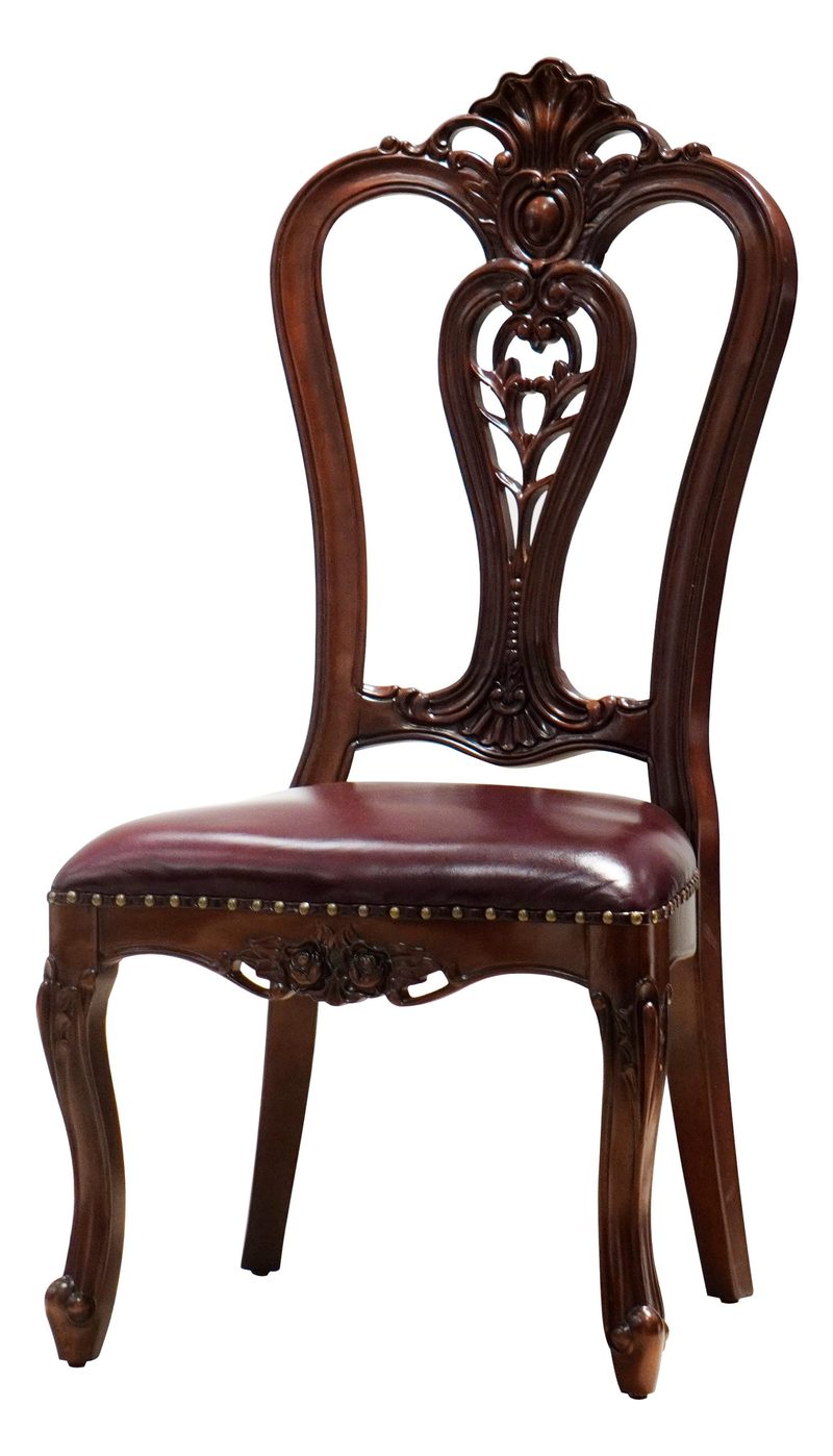 CY-909 Solid Mahogany & Top-Grain Leather Dining Chair