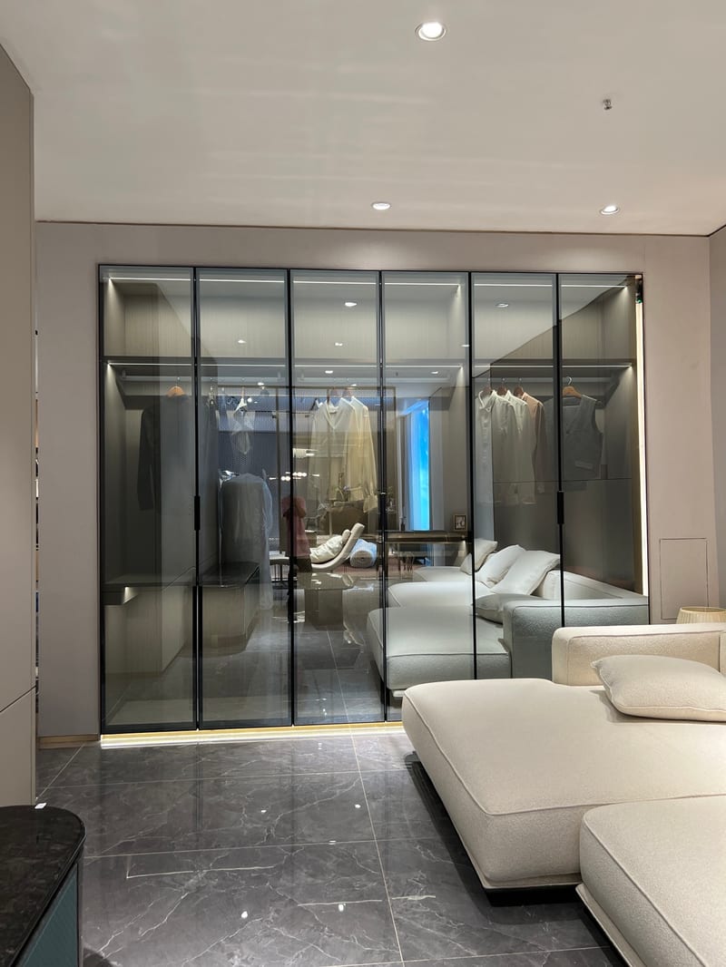 CK Six-Door Wardrobe, Smoked Gray Glass & Matte Aluminum