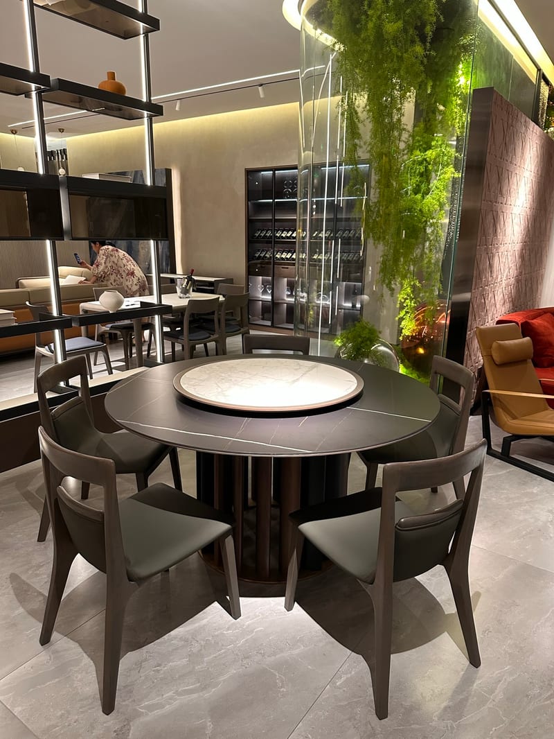 Bosen Morandi T6101-1 Walnut Round Dining Table with Lazy Susan
