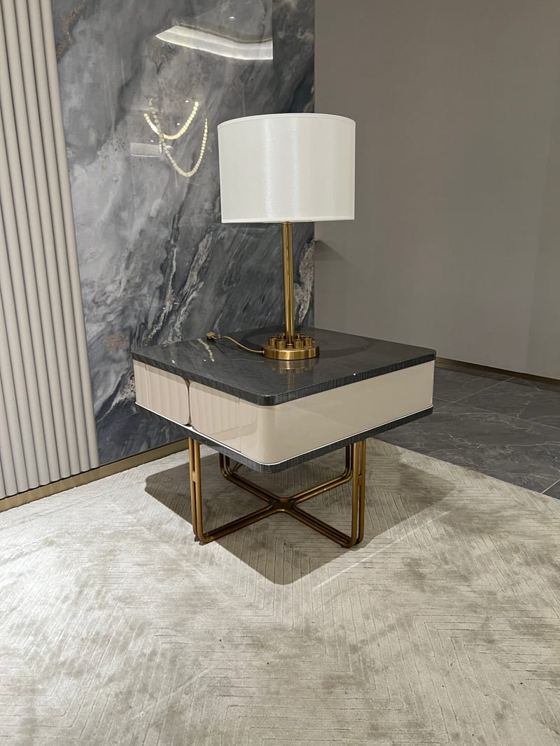 CK 803 Glam Square Side Table, Black Ice Tree Veneer