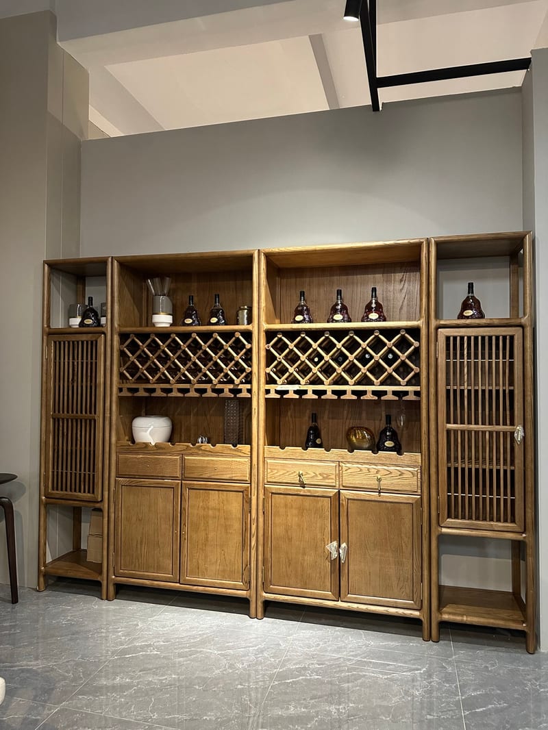 Zhonghao Ren Zhe Ju Solid Ash Wine Cabinet with Mortise-and-Tenon Joinery