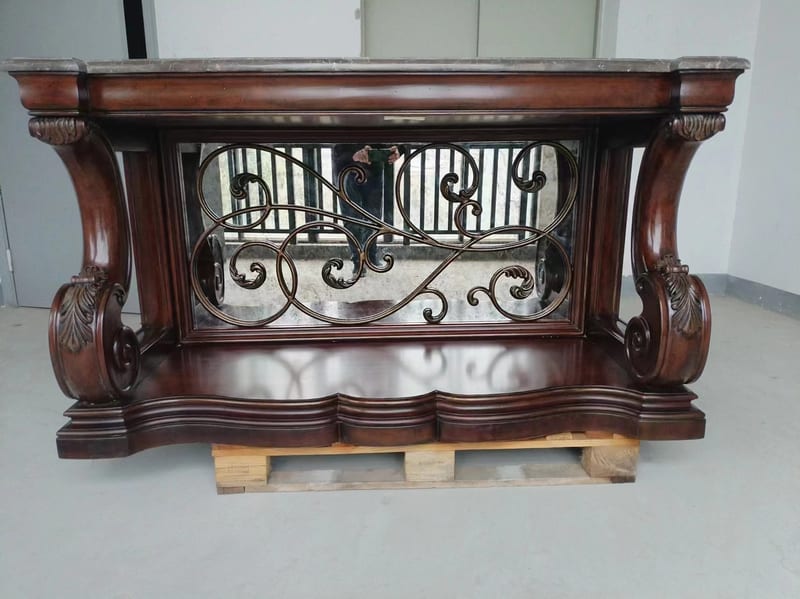 Walnut & Marble Console Vanity Table