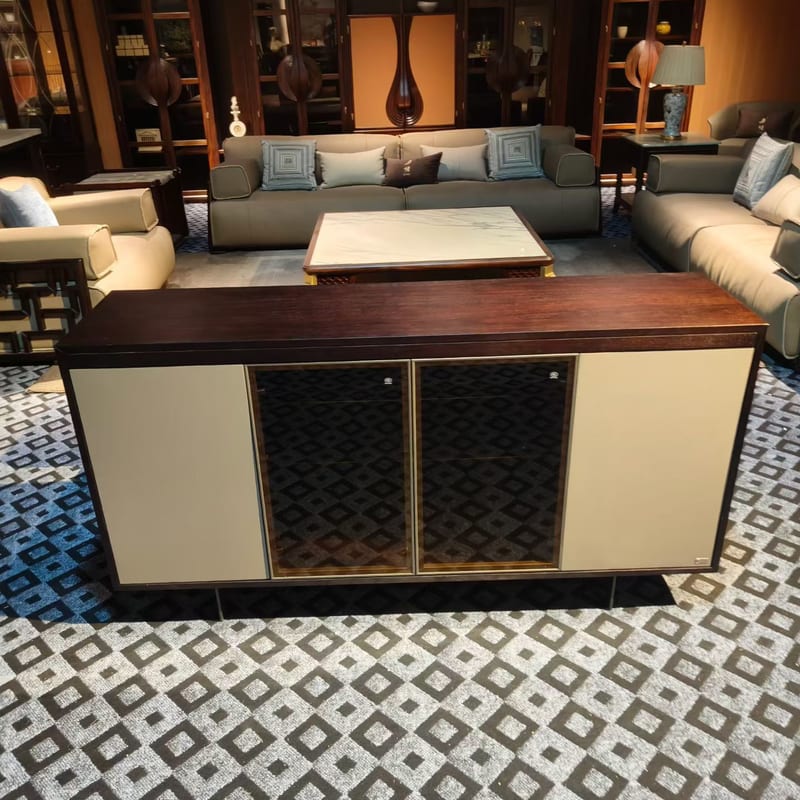 Walda Sideboard in Dark Walnut with Tinted Glass