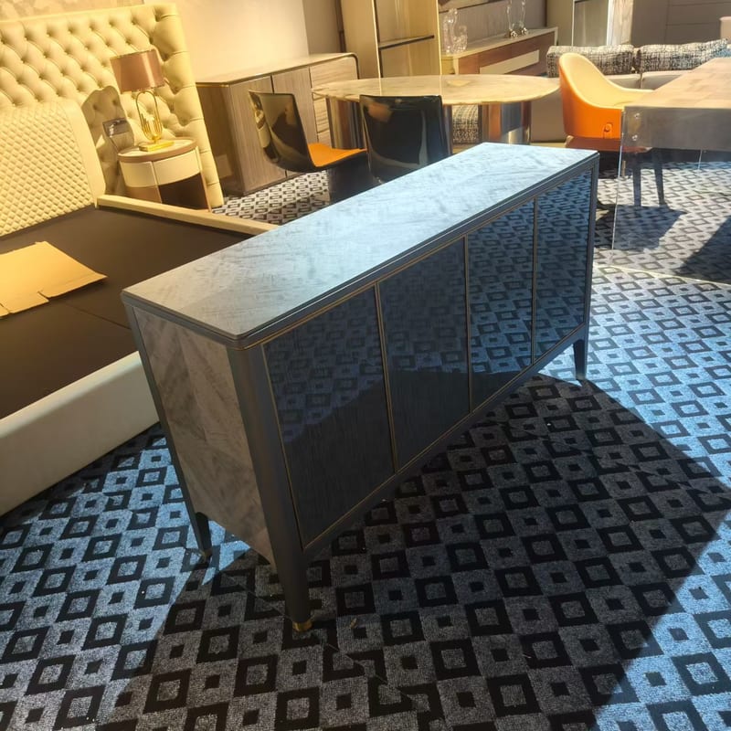 Wellington Champagne Gray Solid Wood Sideboard Cabinet