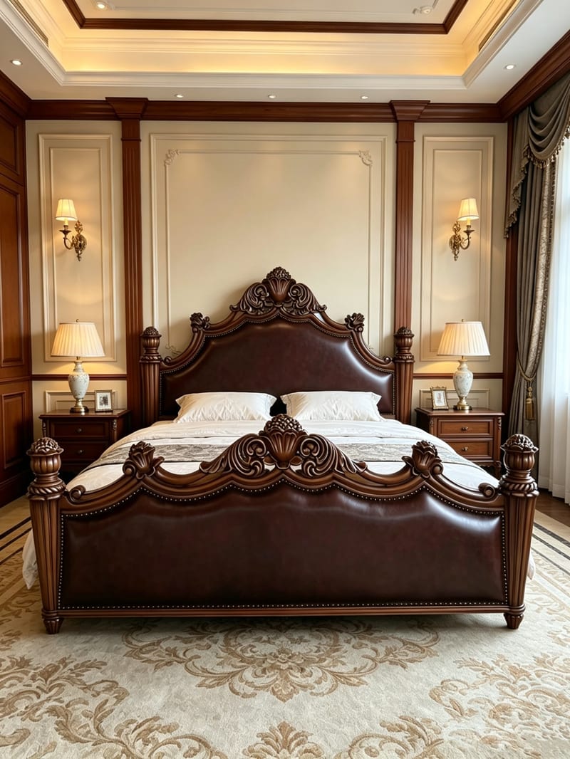 American Solid Beech & Leather King Bed