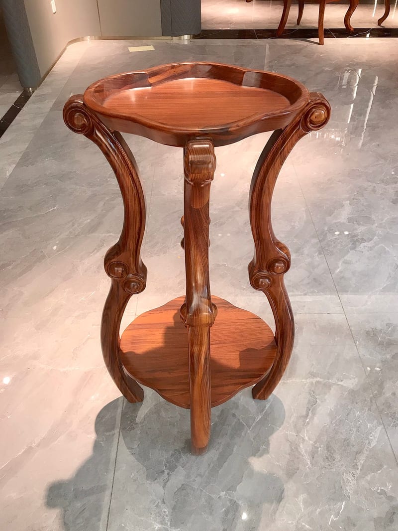 Premium Gabon Wujin Wood Petal Tall Plant Stand