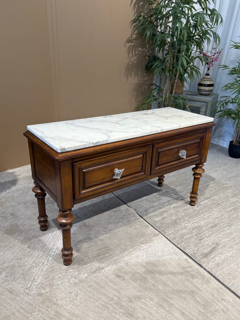 Yinggeli George Low Dining Cabinet Solid Poplar with Marble Top