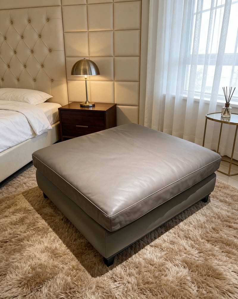 CK 2205 Leather Square Ottoman
