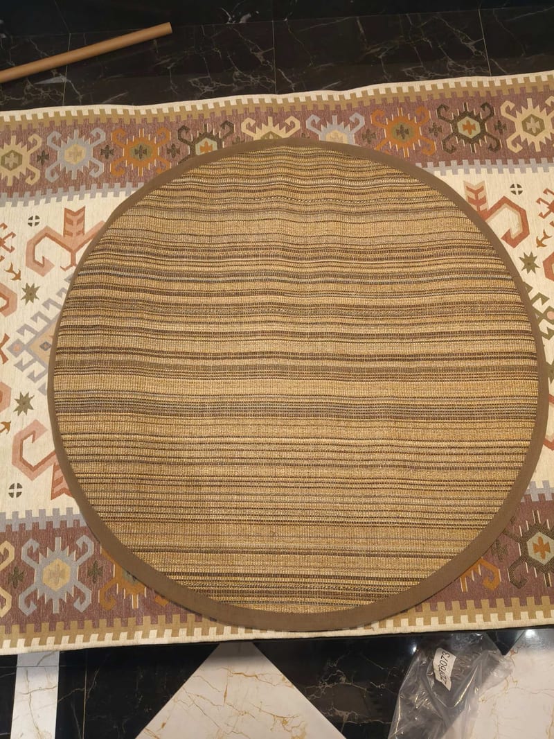 Bohemian Square Rug in Beige Fabric