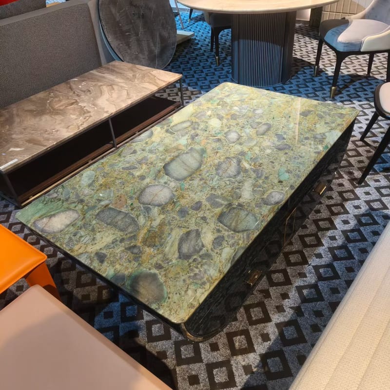 Baojule Italian Coffee Table with Emerald Stone Top