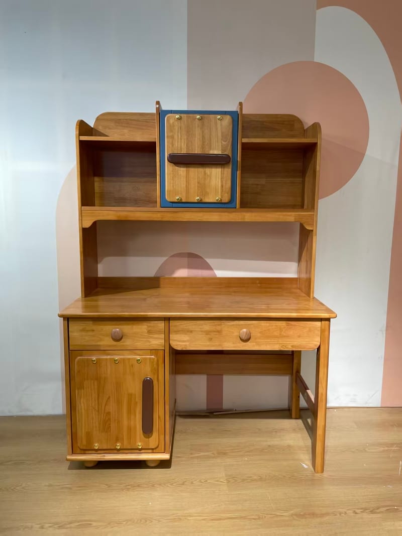 Nordic Solid Rubberwood Kids Desk and Bookshelf