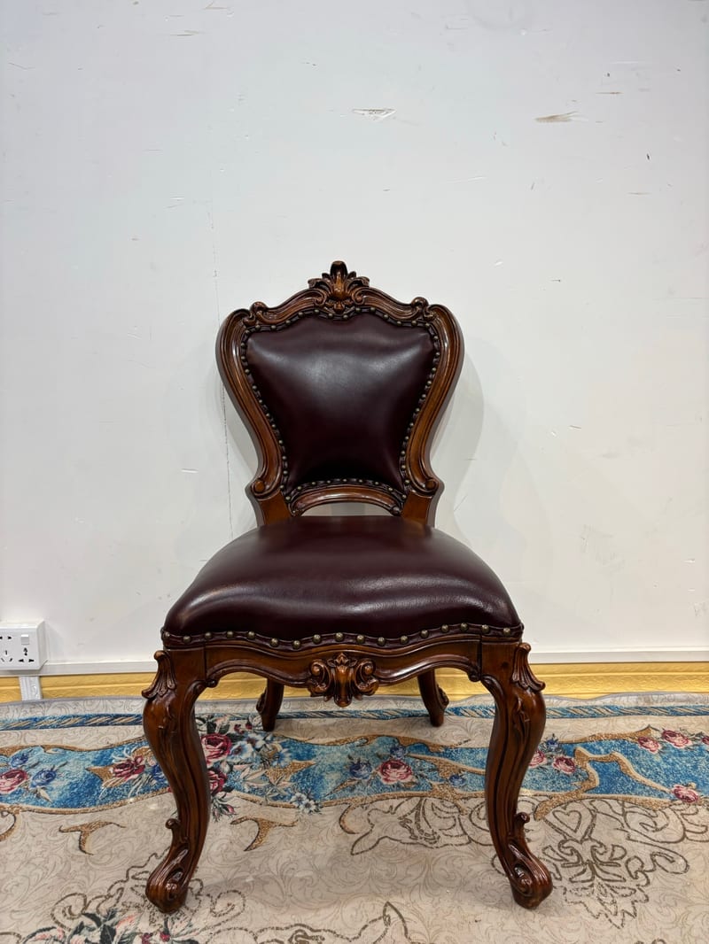 Guangdong Famous Brand ZD812 Mahogany Carved Leather Back Chair