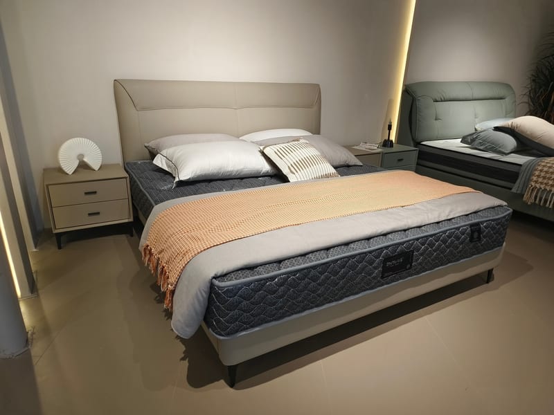 Italian Minimalist Top-Grain Leather Bed, Queen