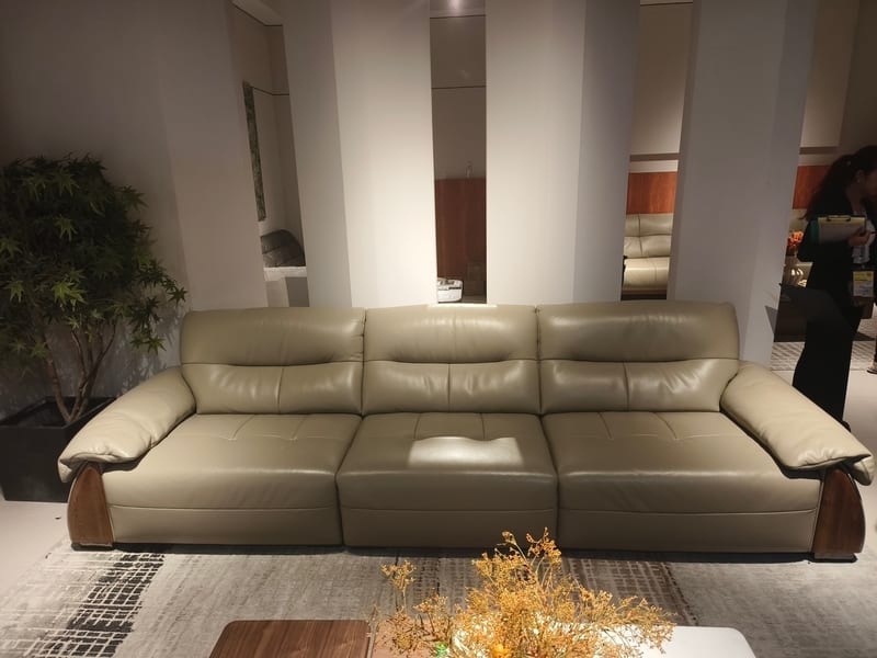 Guangdong Large Sofa Factory Italian Minimalist Top-Grain Leather 4-Seat Sofa A9983