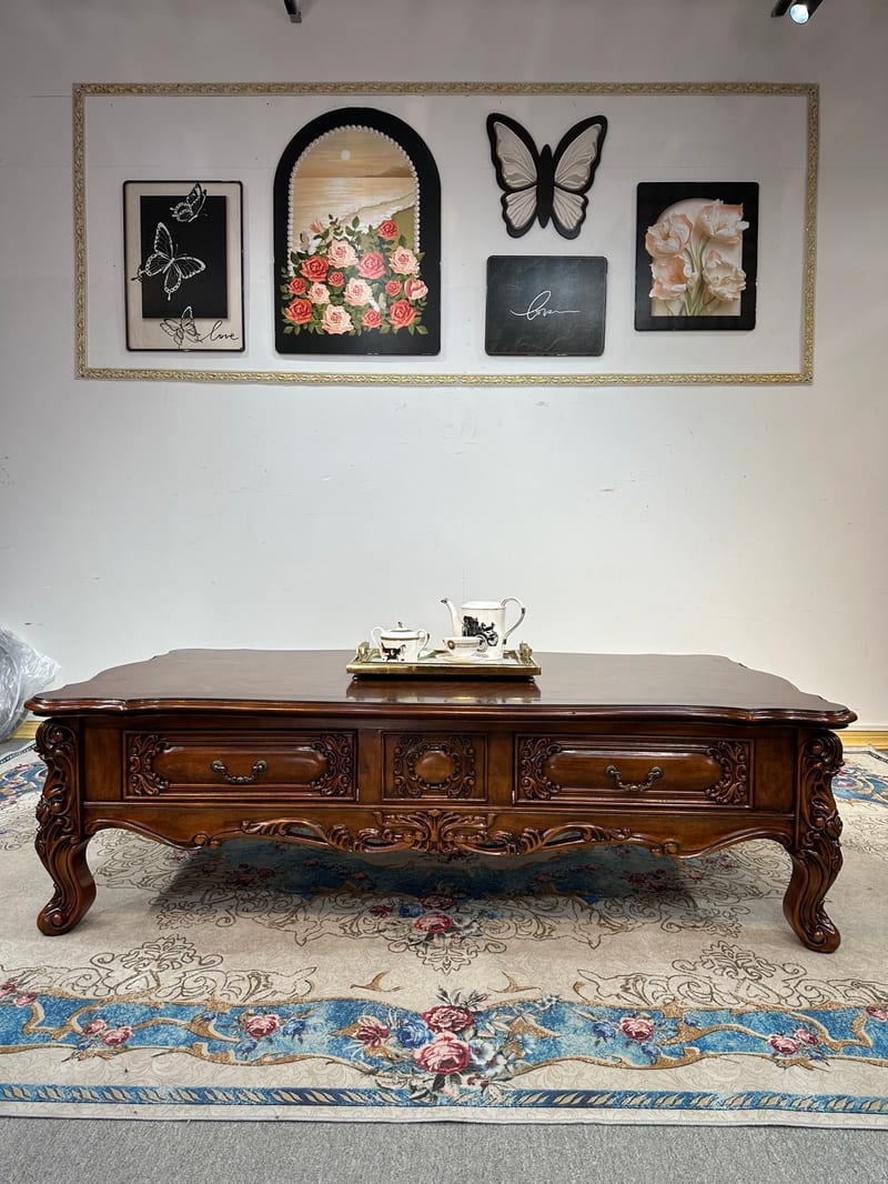American Solid Mahogany Carved Coffee Table CJ377