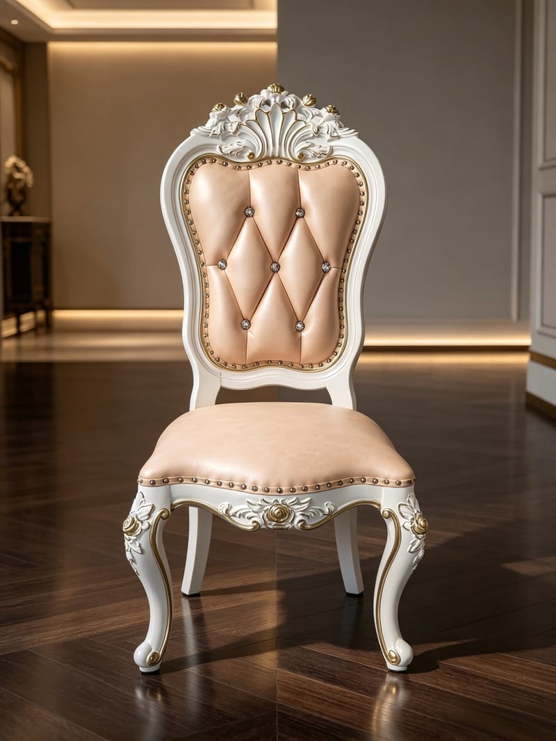 Lafeidebao Pearl White Solid Beech High-Back Dining Chair