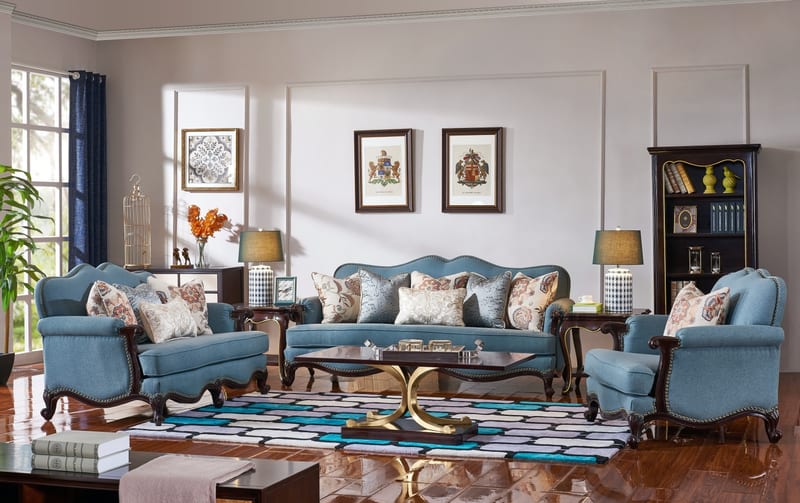 American Upholstered Sofa Set, Solid Beech Frame