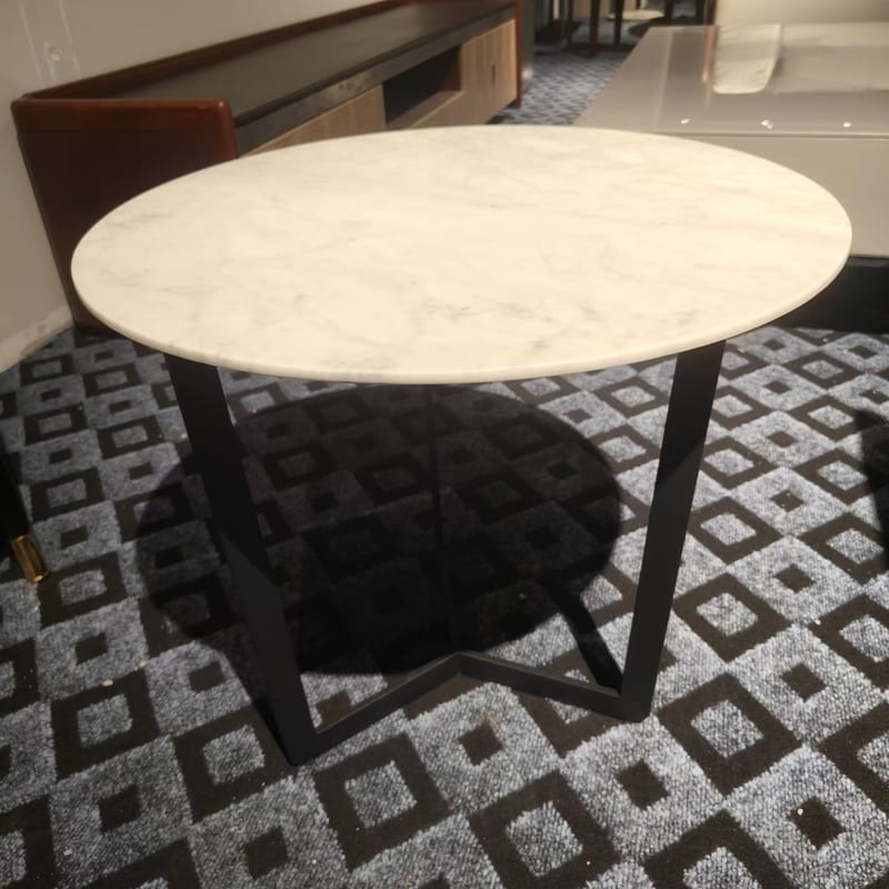 Fine White Marble Round Side Table