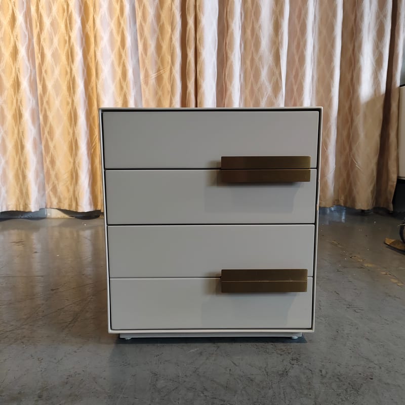 Italian Light Luxury Solid Wood Nightstand, Matte White