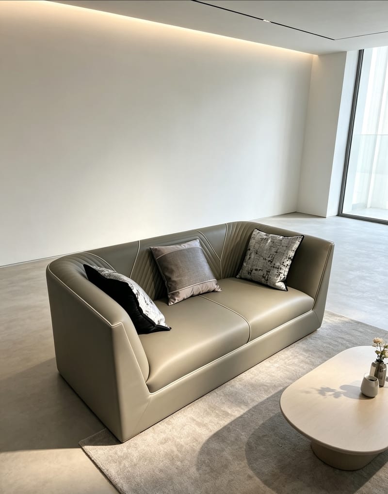 mextra MCH52Y Light Gray Leather 3+2 Sofa Set