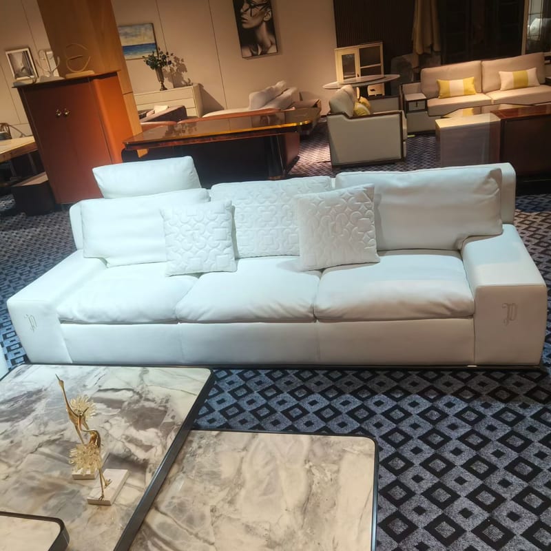 Dongguan Gaoshe Custom Italian Minimalist Leather 3+4 Seater Sofa