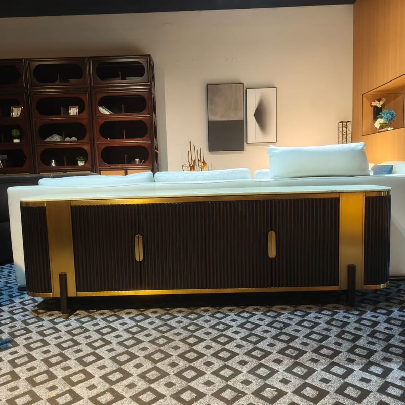 Italian Minimalist Multi-Use Sideboard Walnut & Sintered Stone