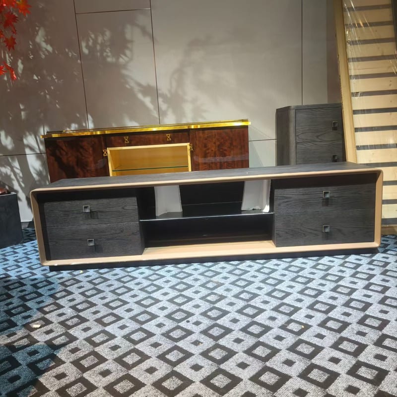 Dongguan Premium Ash Solid Wood TV Stand in Gray and Light Wood