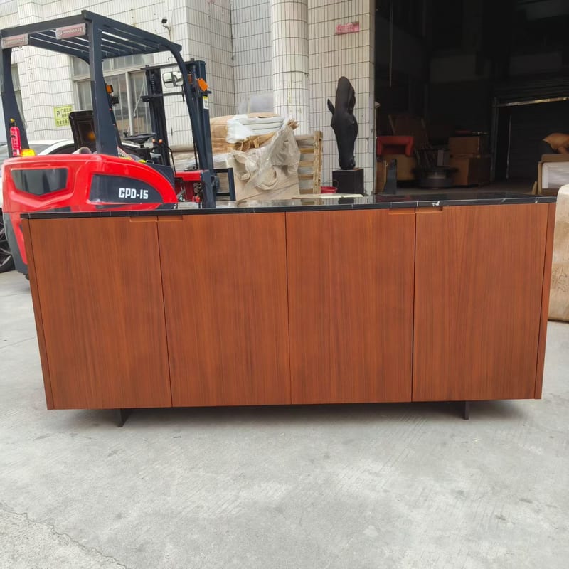 Dongguan Custom Walnut Veneer Sideboard with Marble Top
