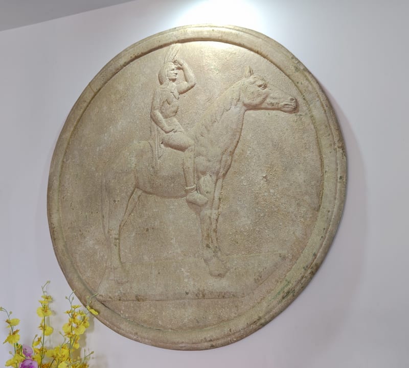 Imported Plaster Relief Wall Art Beige Round