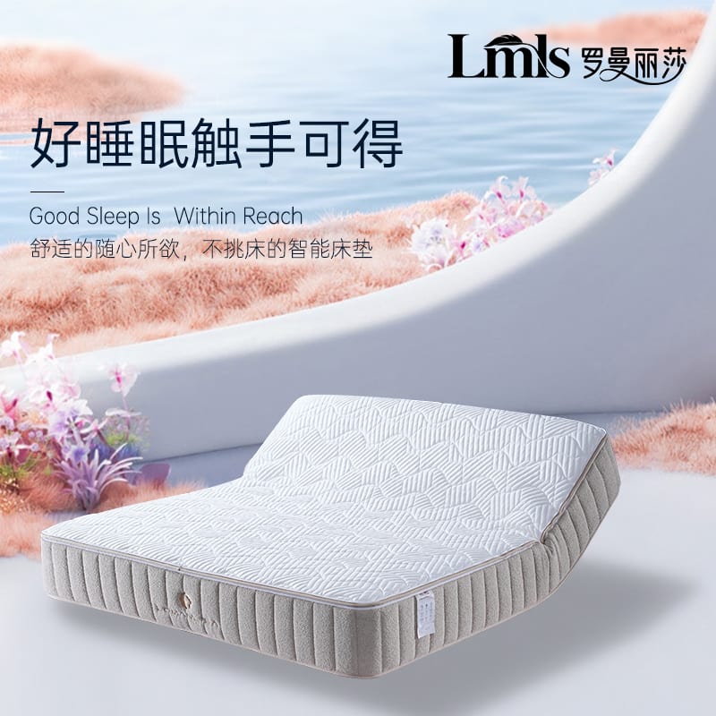 羅曼麗莎 零重力電動床墊 棉麻淺灰