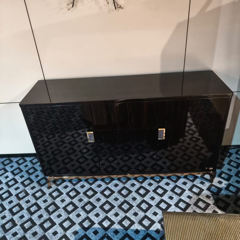 Baojule Rose Gold Stainless Steel Sideboard with Ebony Lacquer