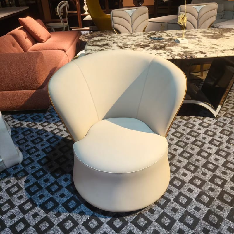 Baojule Italian Leather Swivel Accent Chair