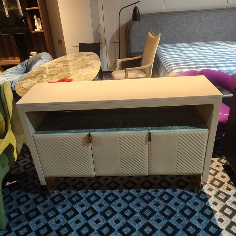 Italian-Style Cream Entryway Cabinet with Sintered Stone Top