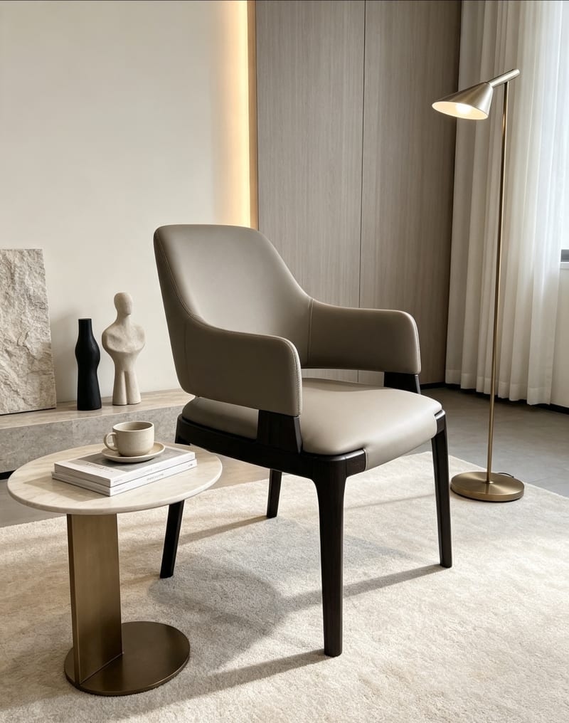Deshangjia C-115 Solid Wood Frame Arm Dining Chair