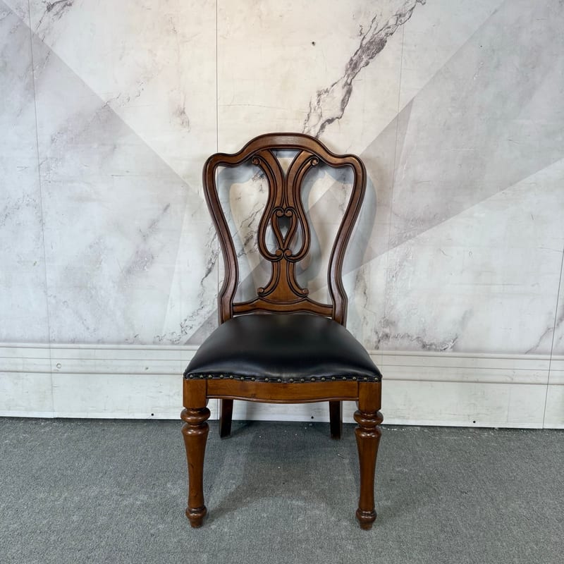 CY741 American Solid Mahogany Dining Chair, Top-Grain Leather