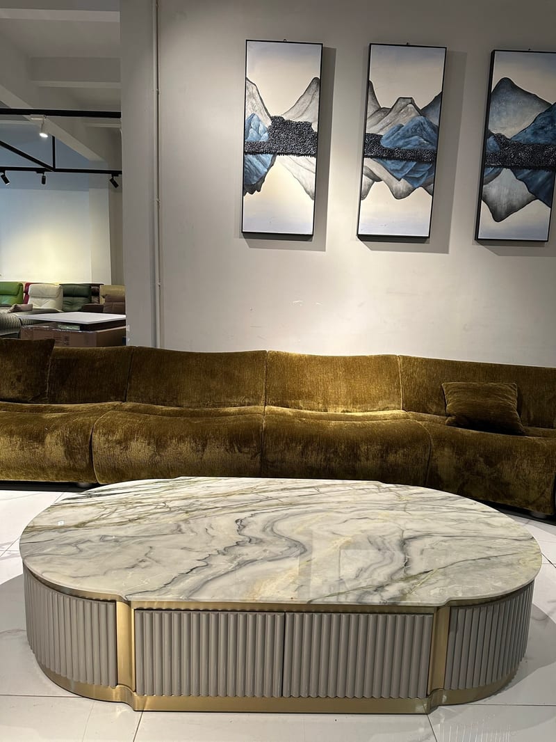 Fakasa Natural Stone Oval Coffee Table