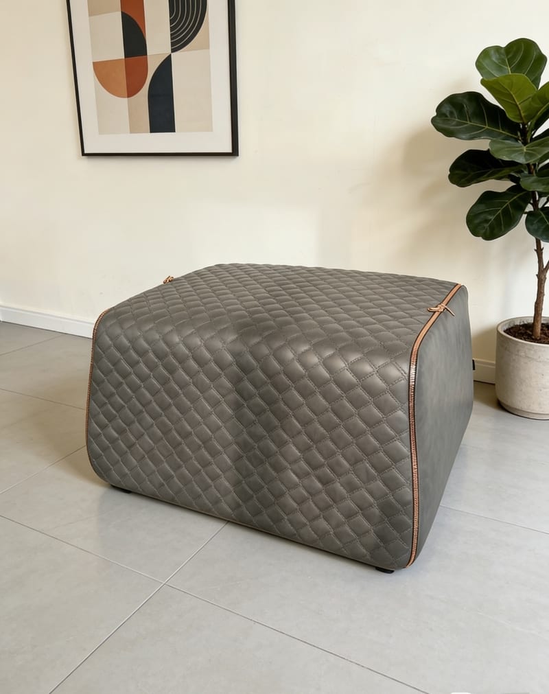 Mextra YHD04 Dark Gray Faux Leather Ottoman