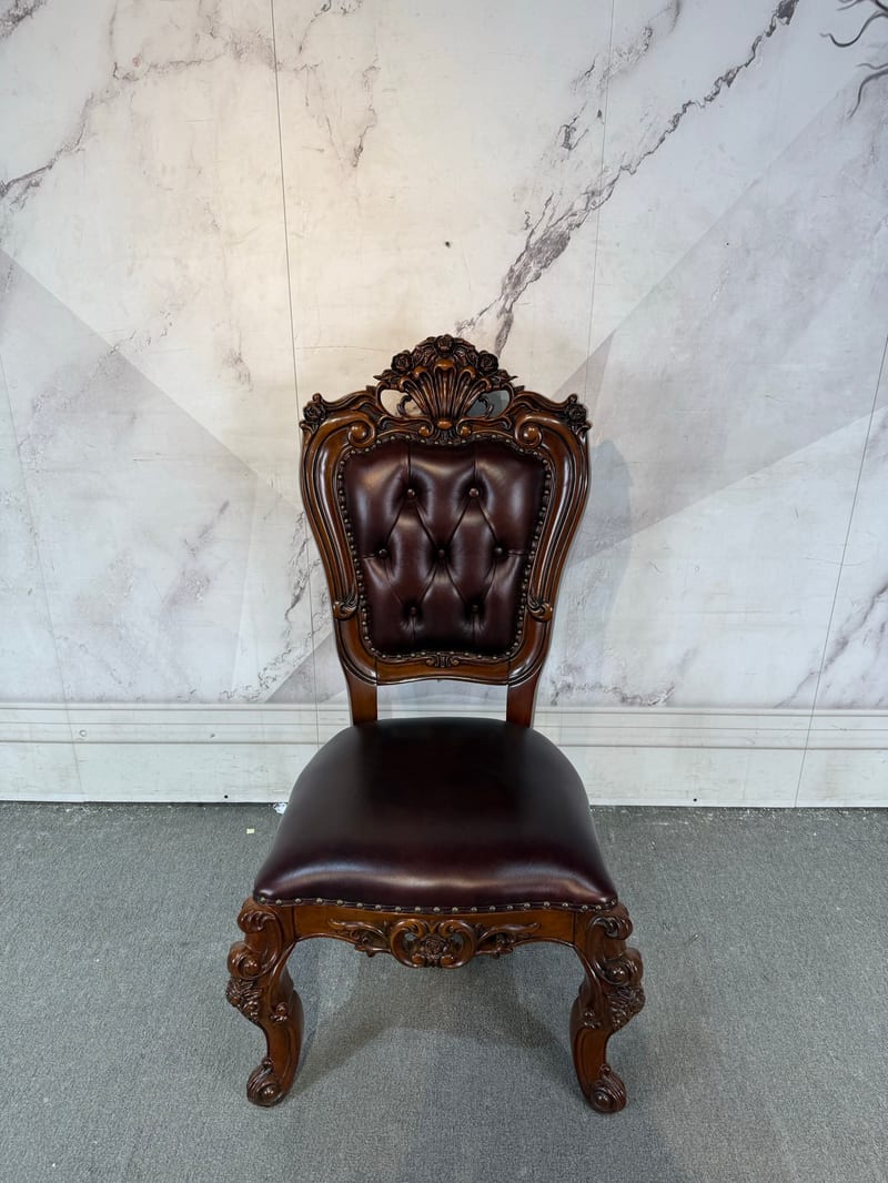 CY1034 Vintage Solid Mahogany Carved Dining Chair
