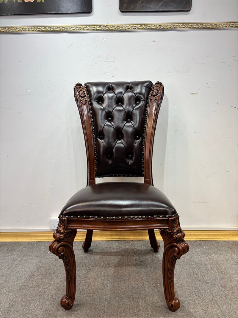 CY730 Beech & Leather High-Back Dining Chair