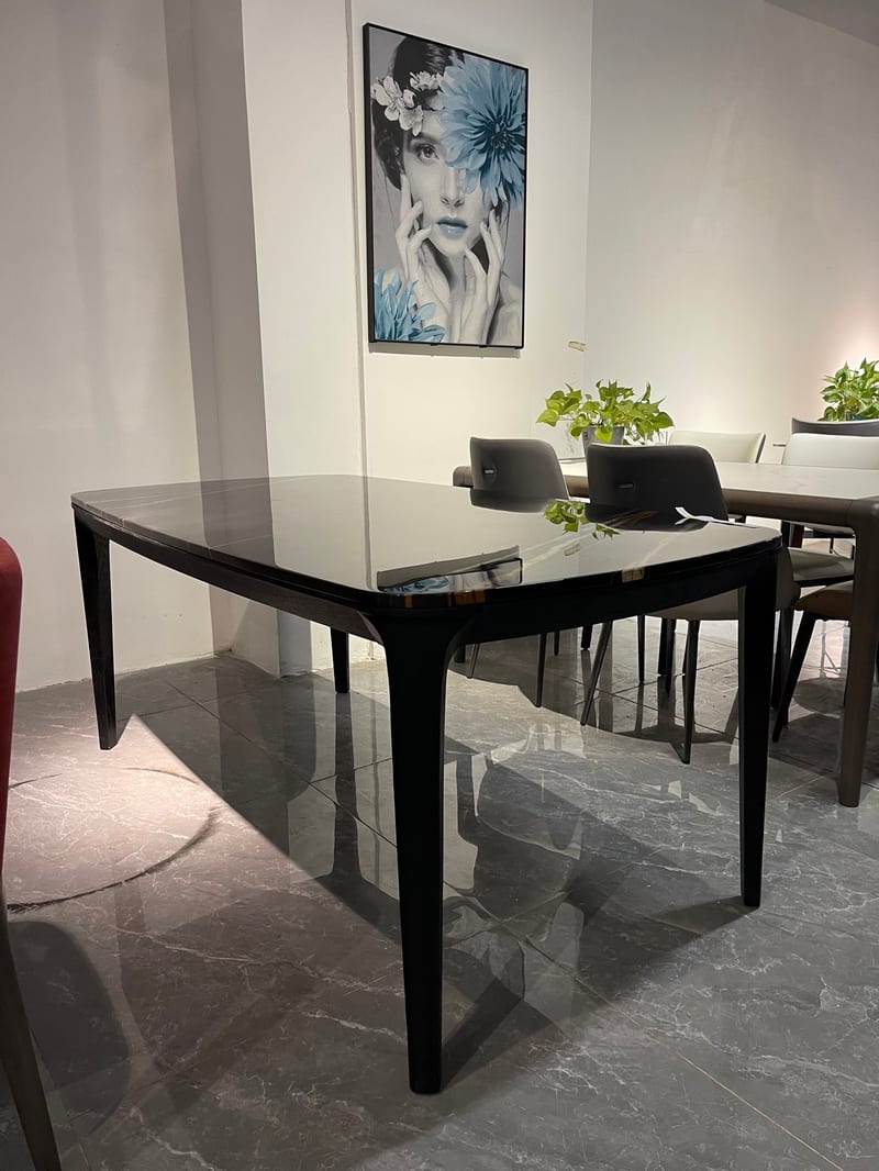 Beson Jizhi JZ11-5 Italian Dining Table, Oak & Black Stone
