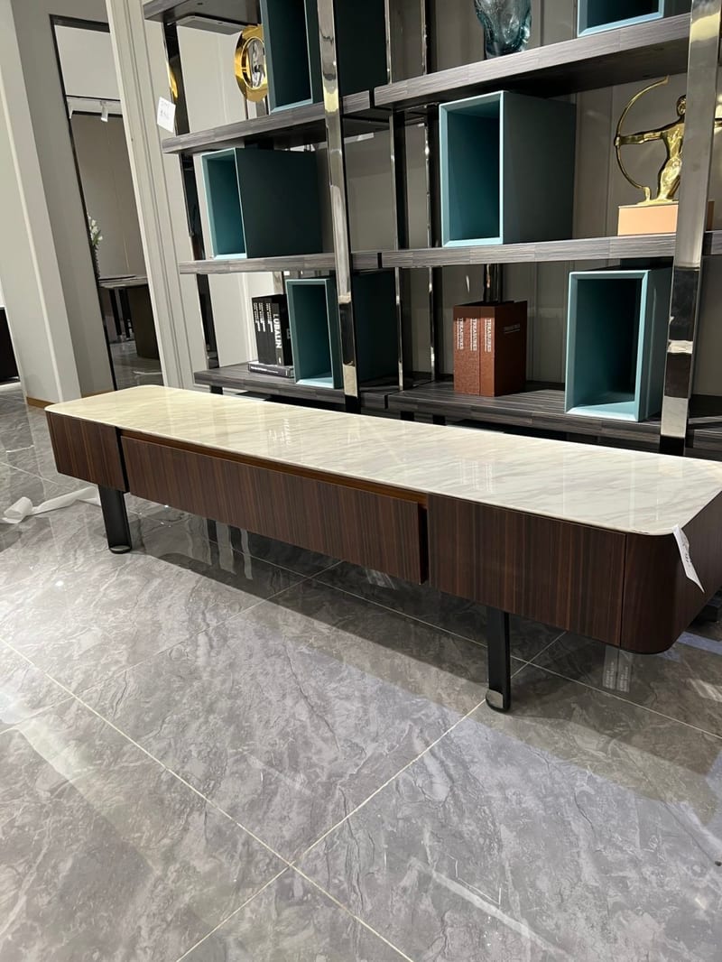 CK D112 Contemporary Wood-Veneer TV Stand